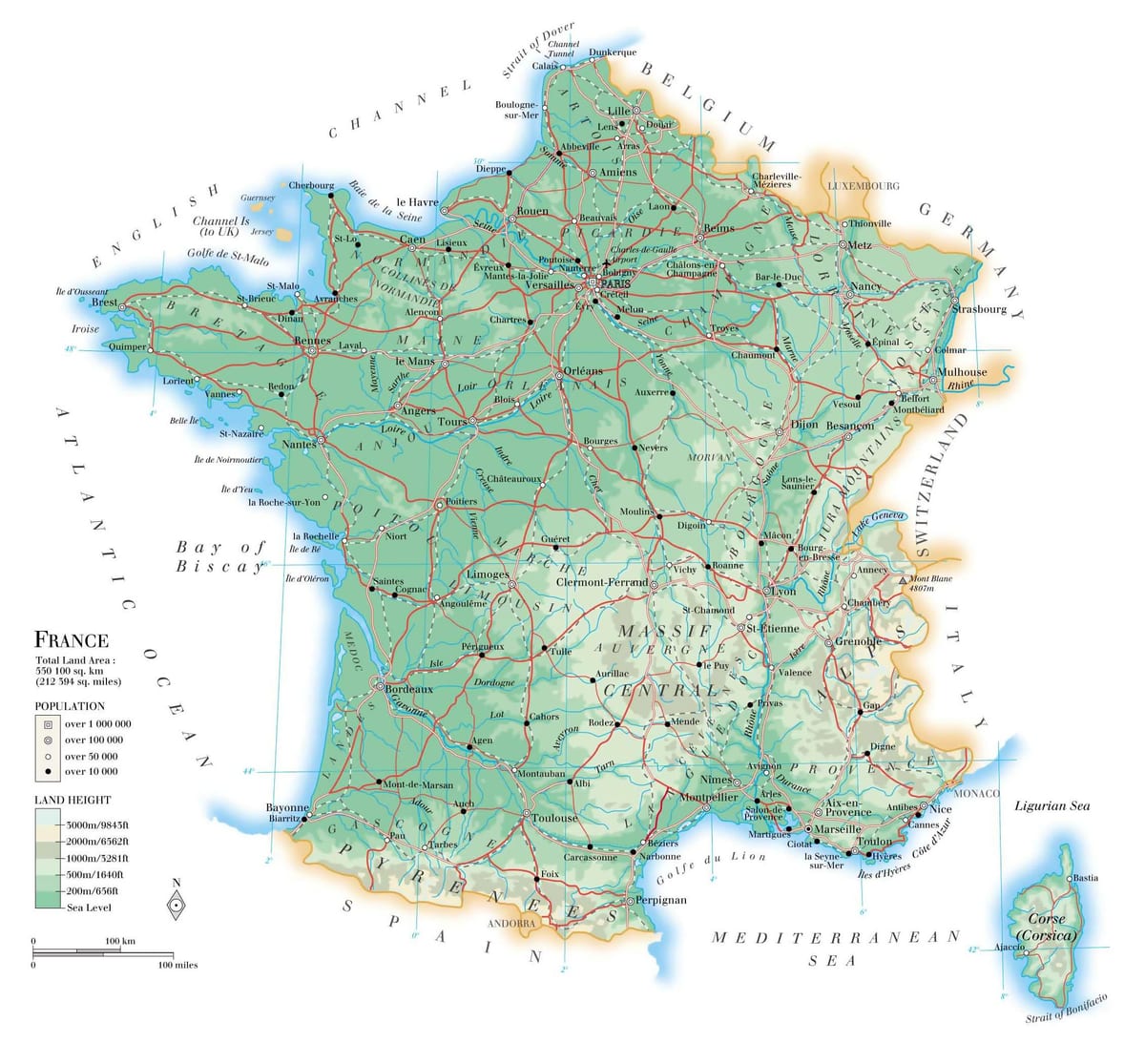 geografische kaart van Frankrijk