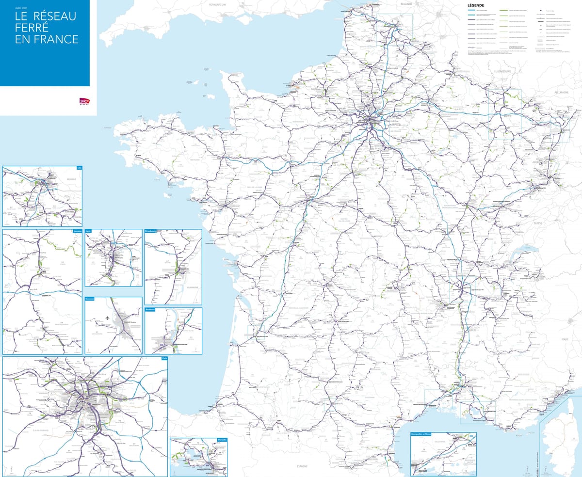 kaart van Frankrijk regionale trein