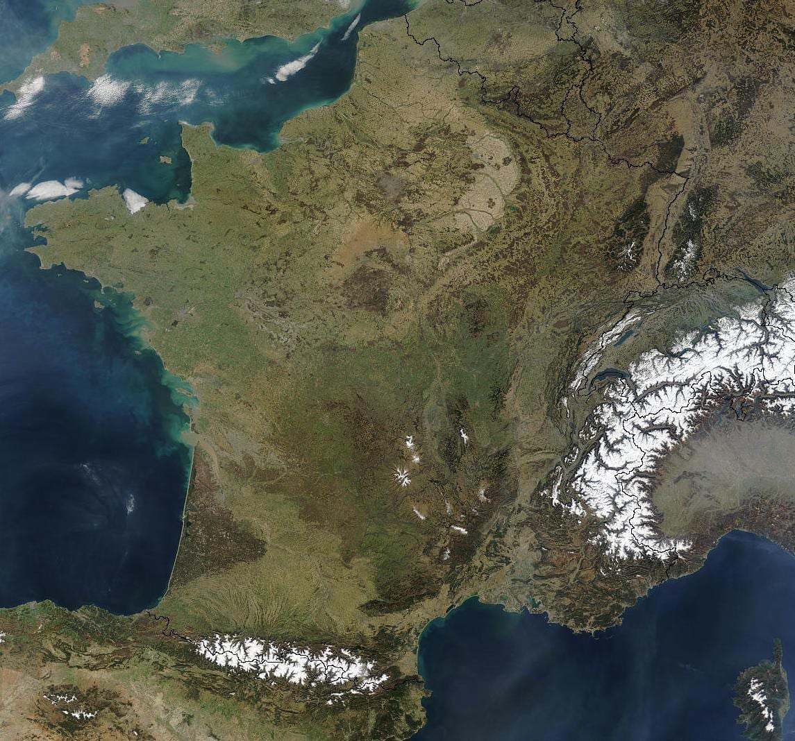 kaart van Frankrijk satelliet