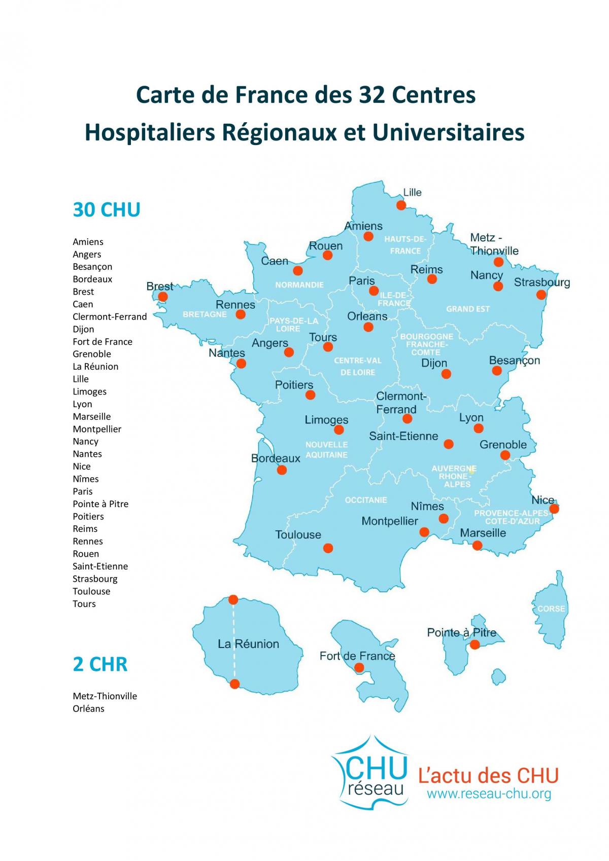 kaart van Frankrijk ziekenhuis