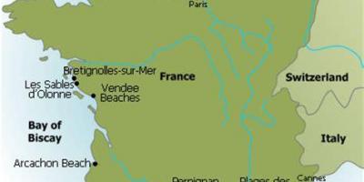Kaart van Frankrijk strand