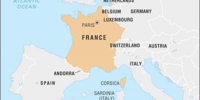 Kaart van Frankrijk en de aangrenzende landen