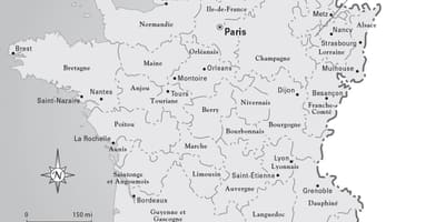 Kaart van Frankrijk tijdens de franse revolutie